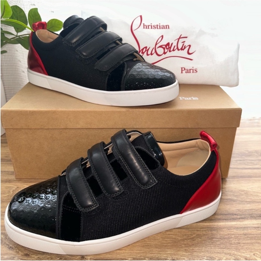 Christian Louboutin Orlato Flat Red Heel Sneakers, Size 44